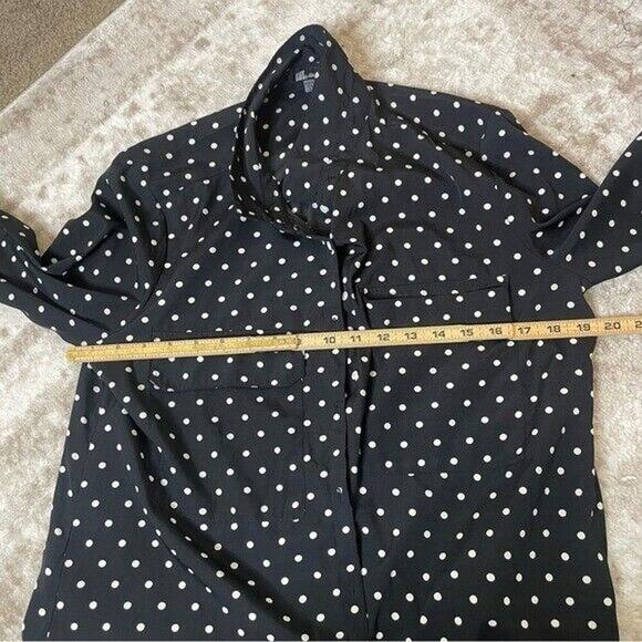 Kut from the Cloth black/white polka dot full button up chest pockets SZ M - Picture 11 of 12